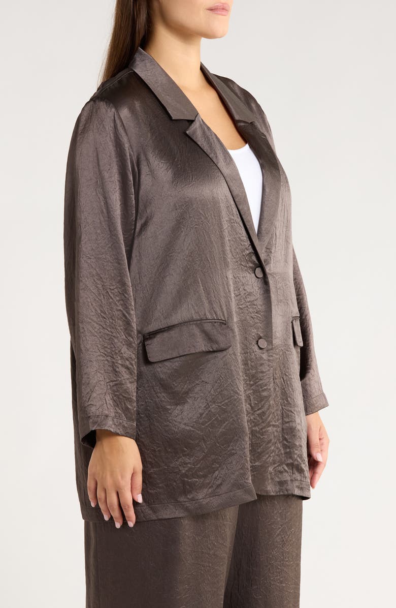 Eileen Fisher Crinkled Satin Blazer, Alternate, color, Rye
