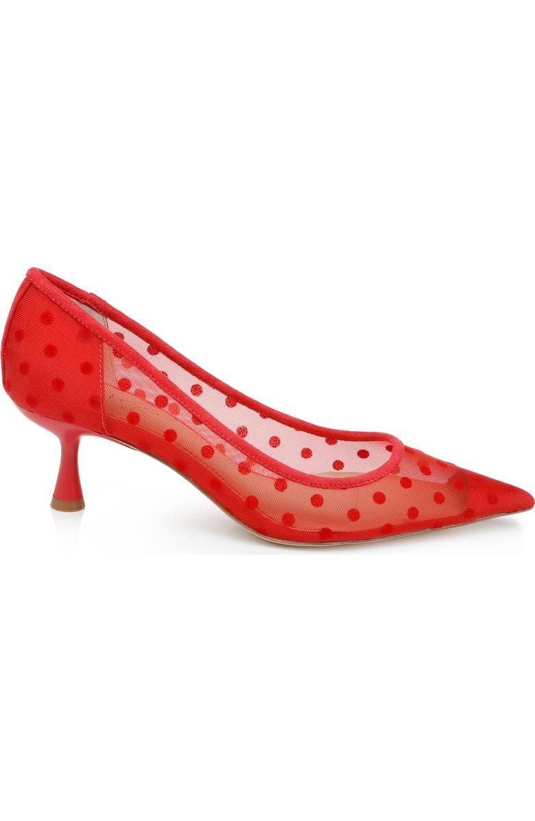 Jewel Badgley Mischka Elena Pointed Cap Toe Pump, Alternate, color, Red Microsuede