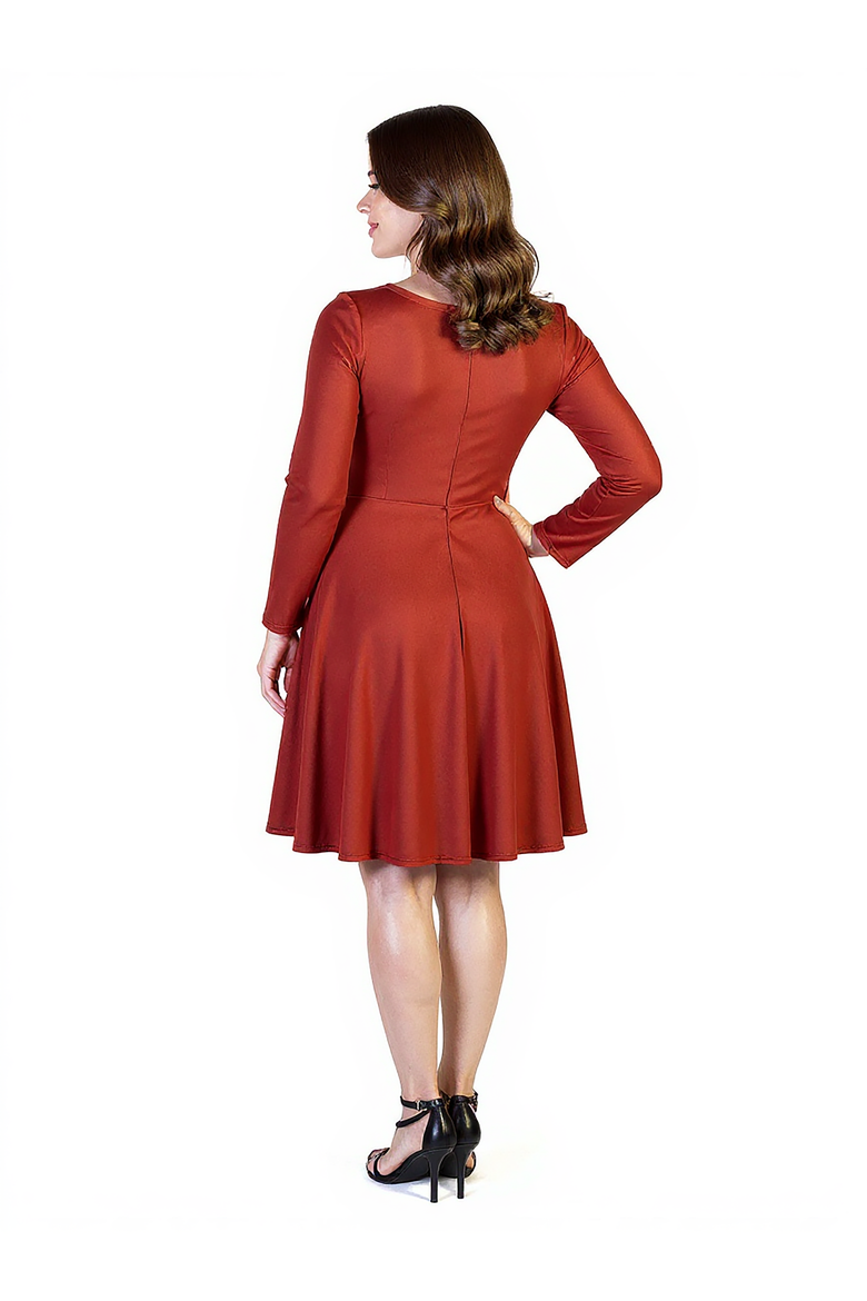 Long Sleeve Flared Maternity Mini Dress, Alternate, color, Rust