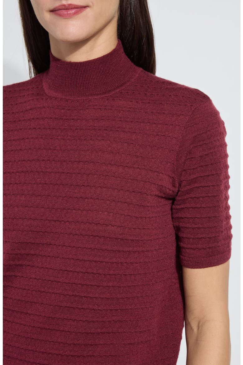 Lottie Mock Neck Short Sleeve Sweater, Alternate, color, BRNT MAH