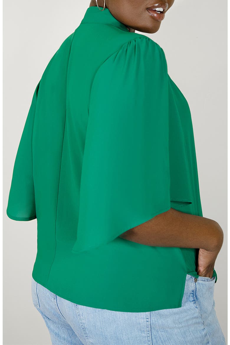 Bow Blouse With Flutter Sleeve, Alternate, color, GREEN LAKE