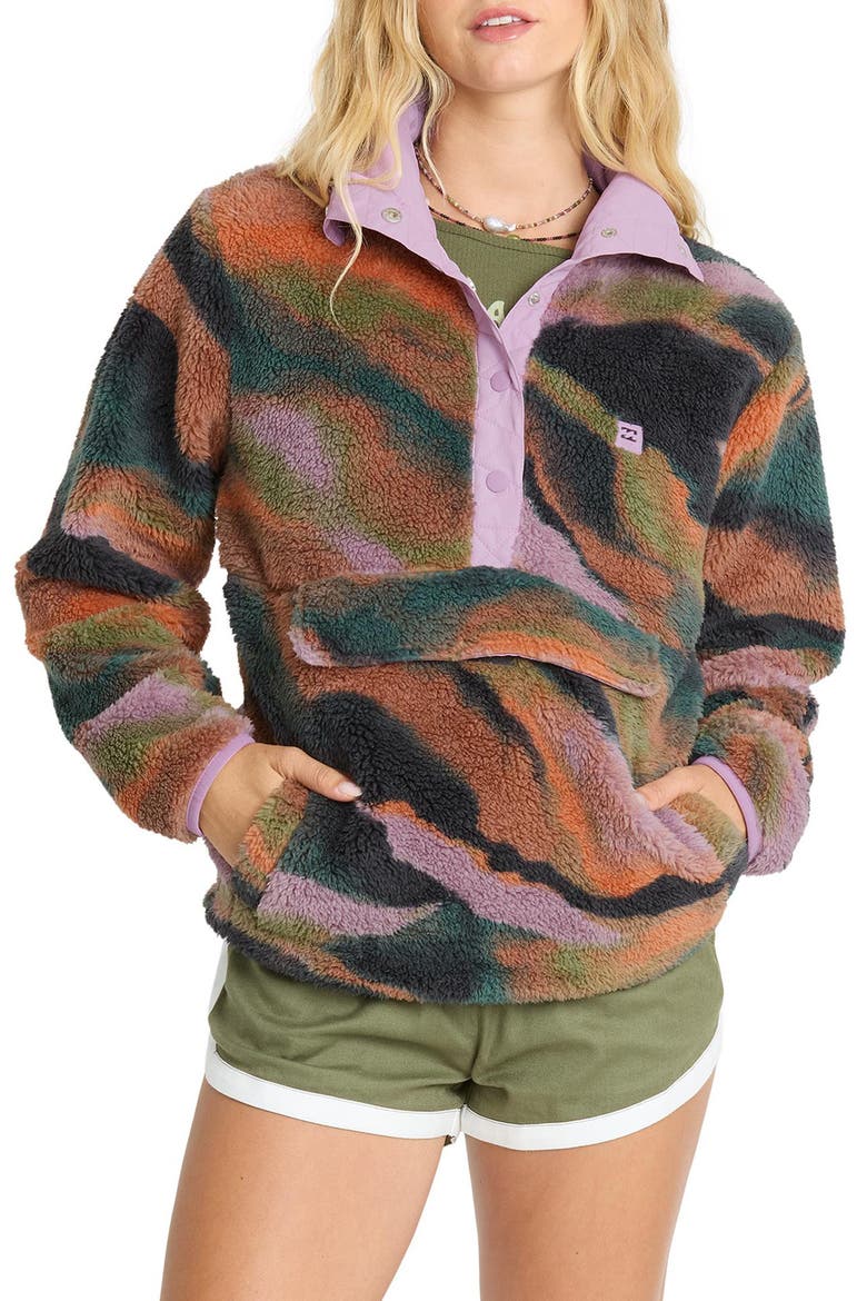 Switchback Sherpa Pullover, Main, color, BLACK MULTI