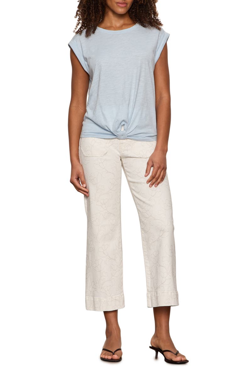 Sanctuary The Marine Embroidered Crop Wide Leg Jeans, Alternate, color, Chalk White