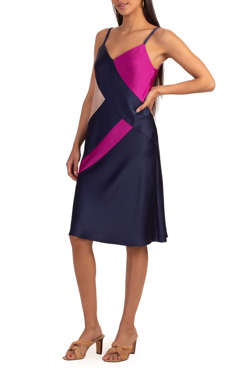 Trina Turk Miraculous Colorblock A-Line Midi Dress, Alternate, color, Navy Multi