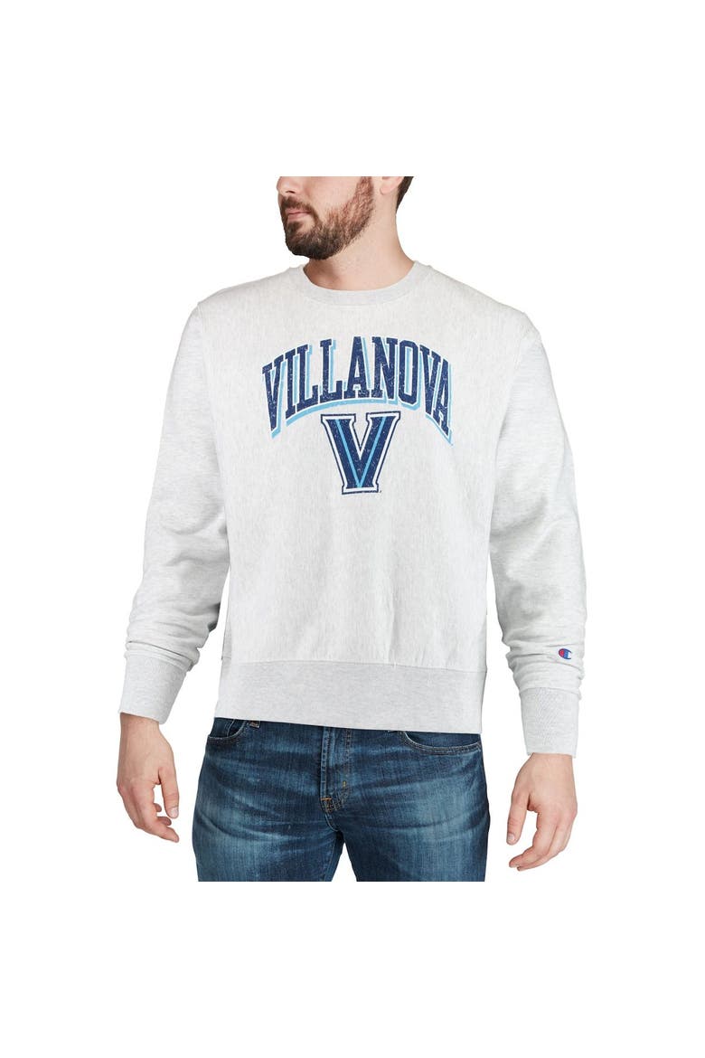 Men's Champion Gray Villanova Wildcats Arch Over Logo Reverse Weave Pullover Sweatshirt, Alternate, color, Gray
