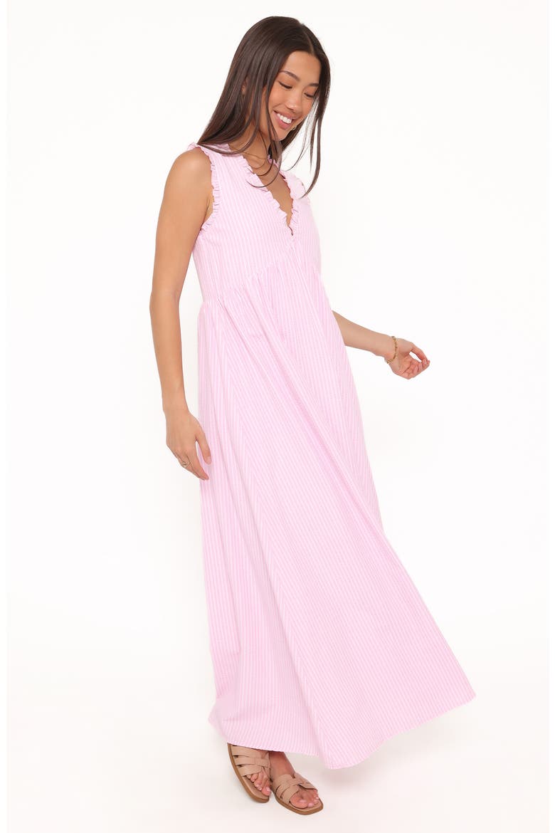 Kalan Ruffle Trim Maxi Dress, Alternate, color, PINK STRIPE