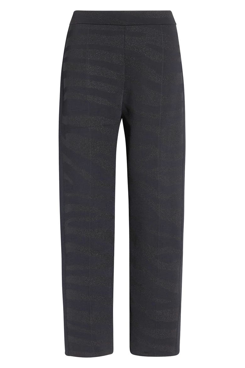 Isabel Metallic Zebra Jacquard Santa Roma Knit Pants, Alternate, color, BLACK METALLIC