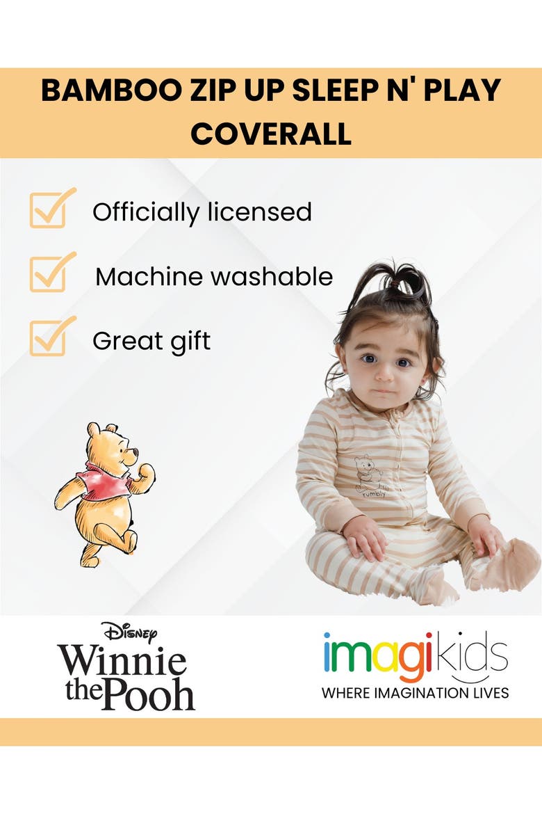 Winnie the Pooh Footed One Piece Sleep N Play, Alternate, color, Winnie the Pooh Grey