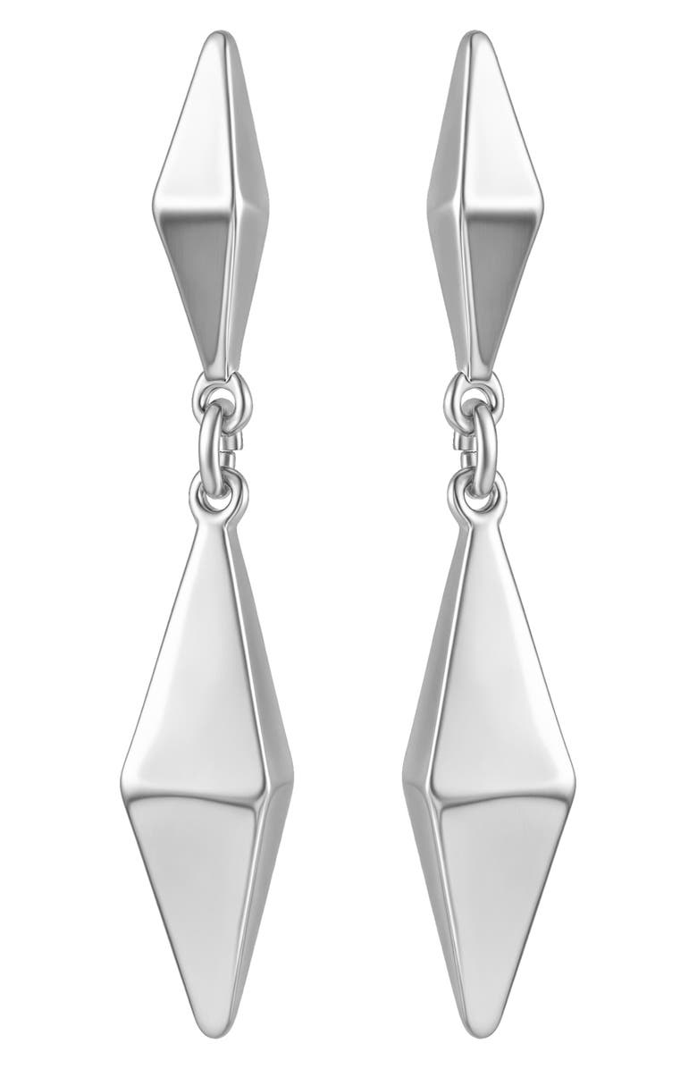 Vince Camuto Pyramid Linear Drop Earrings, Alternate, color, Rhodium