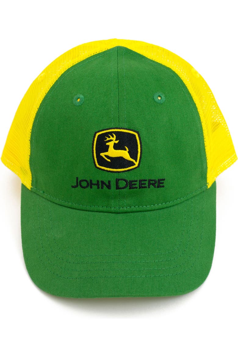 Boys' Snapback Trucker Baseball Cap, Main, color, Green Yellow Logo