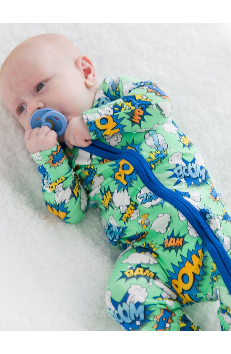 RuggedButts SoftSnooze Baby Boys One Piece Footie Pajamas, Alternate, color, Boom Pow