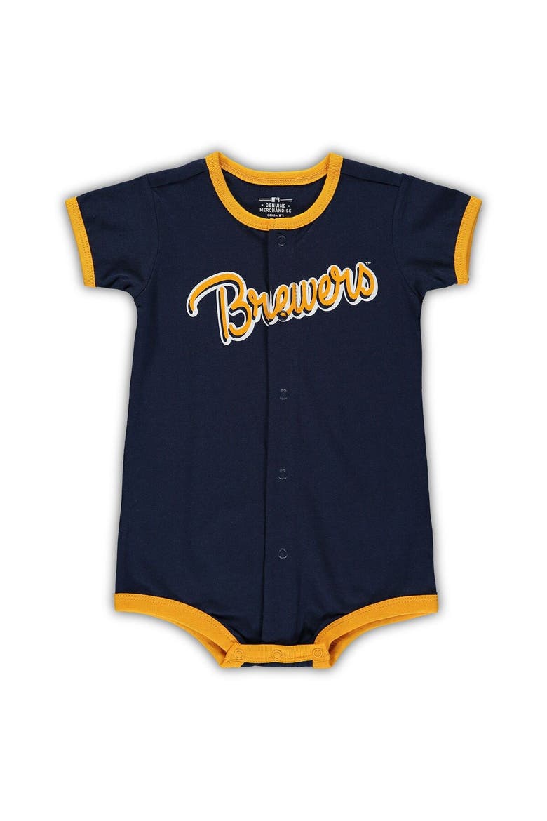 Infant Navy Milwaukee Brewers Power Hitter Romper, Main, color, Navy