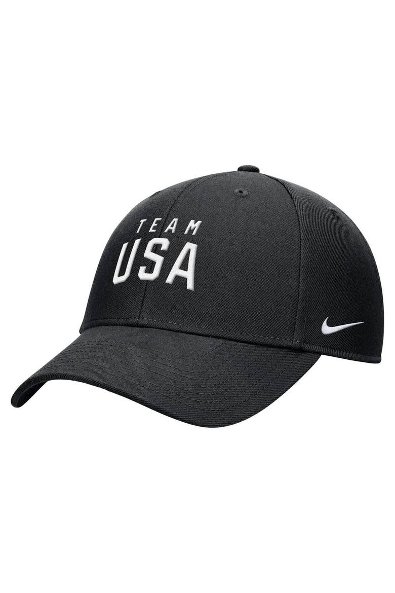 Youth Nike  Black Team USA Club Dri-FIT Ripstop Adjustable Hat, Main, color, Black