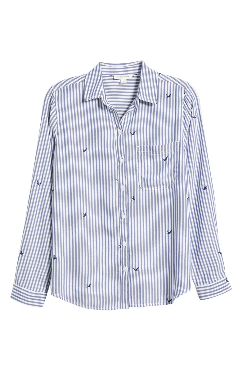 beachlunchlounge Kaylee Heart Stripe Long Sleeve Button-Up Shirt, Alternate, color, Jonathan Crew