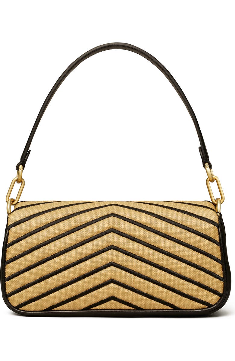 Tory Burch Kira Small Straw Chevron Tassel Shoulder Bag, Alternate, color,