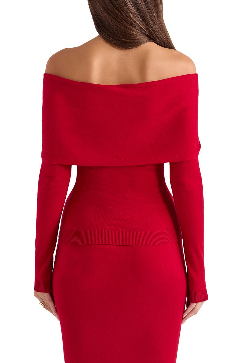 HOUSE OF CB Amaryllis Off the Shoulder Sweater, Alternate, color, Red