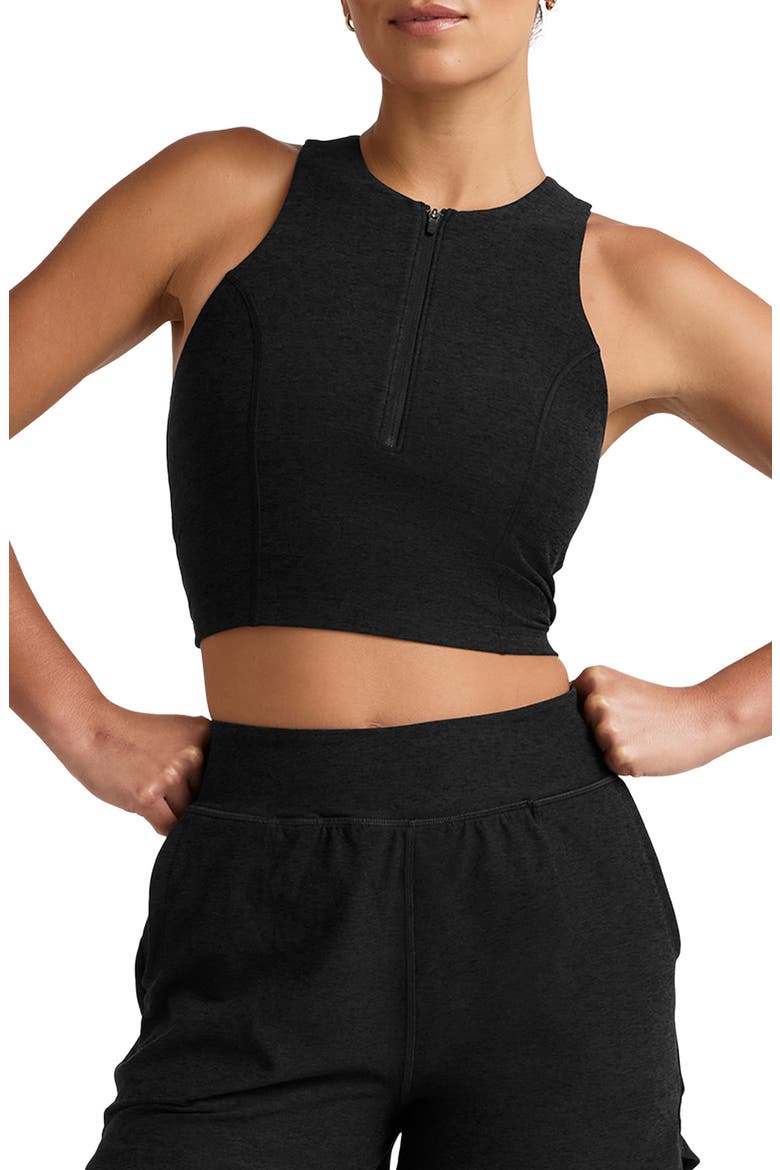 Space Dye Move Up Half Zip Tank, Main, color, DARKEST NIGHT