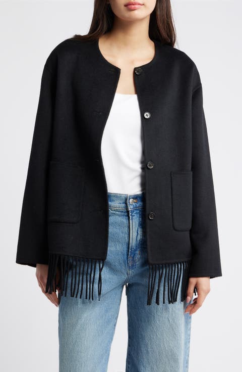 Tomoko Frige Trim Wool Blend Jacket