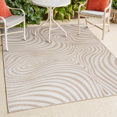 Jonathan Y Maribo High-low Abstract Groovy Striped Indoor/outdoor Area Rug In Beige/cream