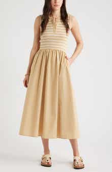 Sleeveless Mixed Media Midi Dress