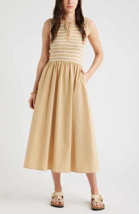 Sleeveless Mixed Media Midi Dress