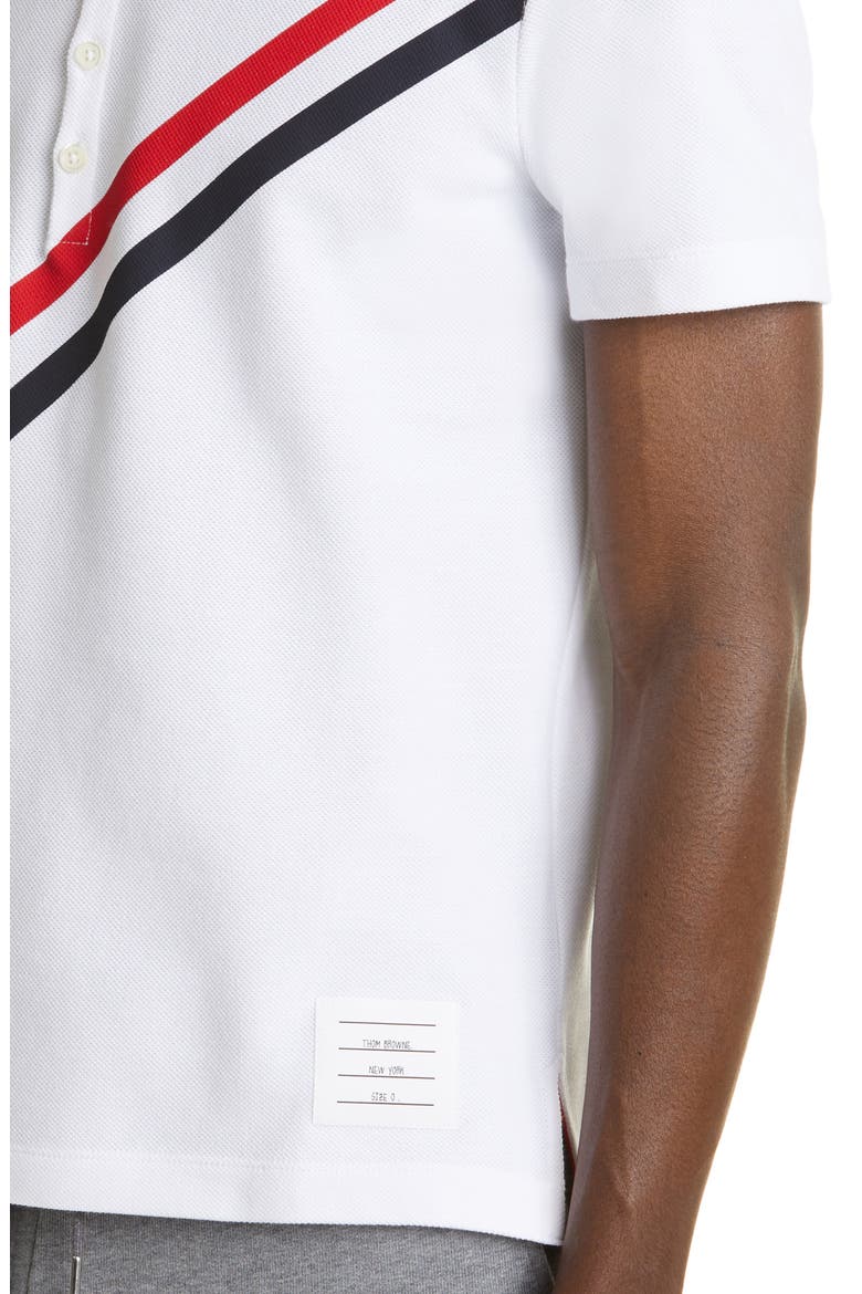 Diagonal Stripe Cotton Piqué Polo, Alternate, color, WHITE