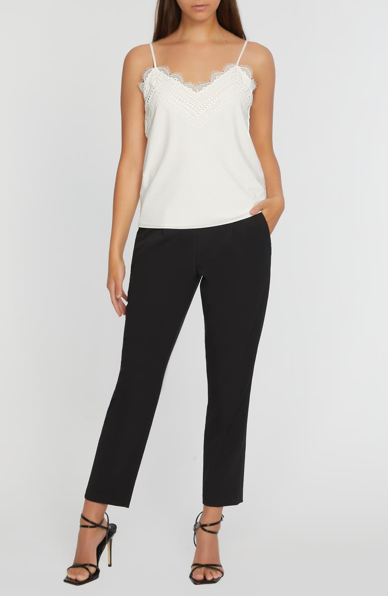 Elie Tahari The Mazzy Lace Trim Camisole, Alternate, color, Sky White