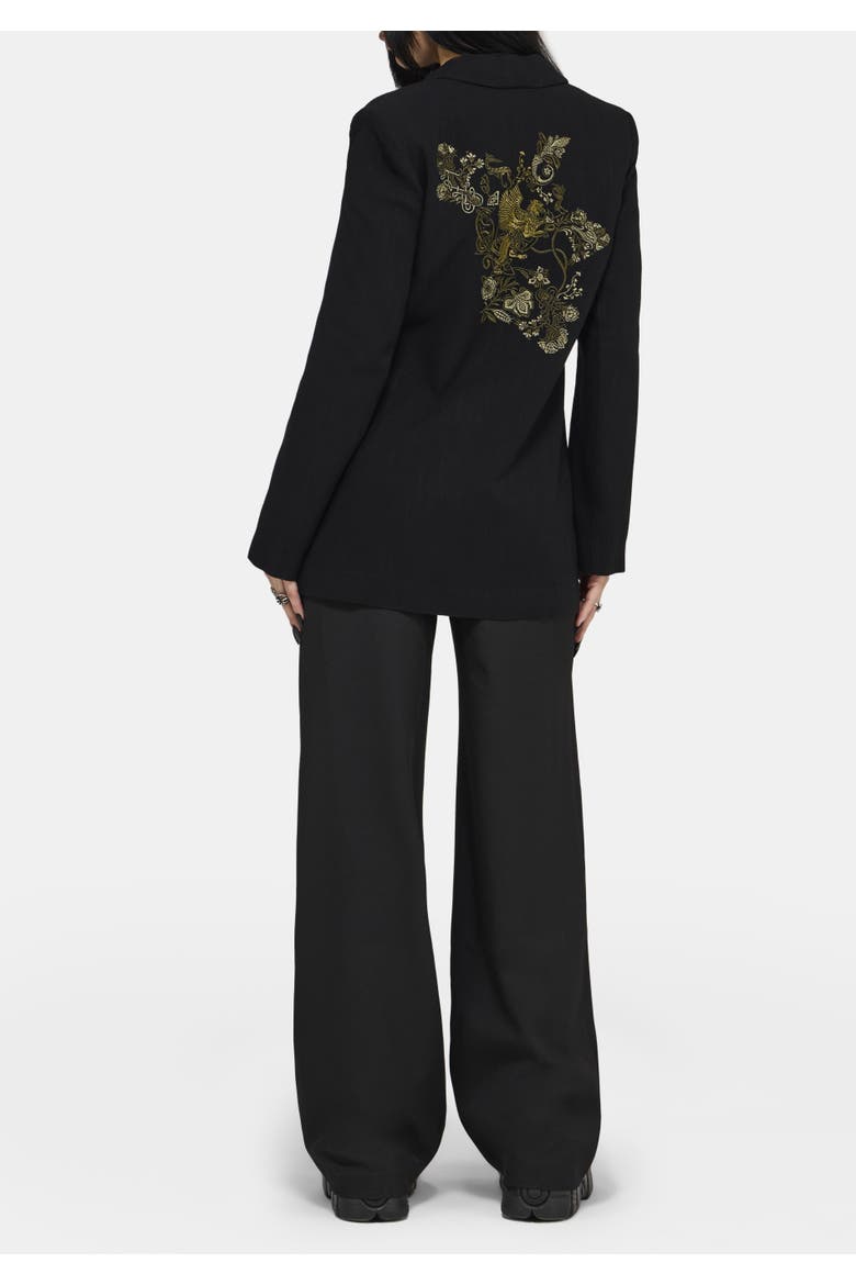 Ellis Embroidered Longline Blazer, Alternate, color, Black