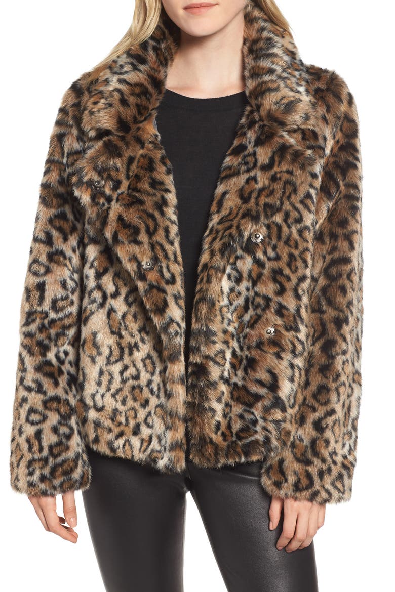Faux Fur Leopard Jacket, Main, color, LEOPARD