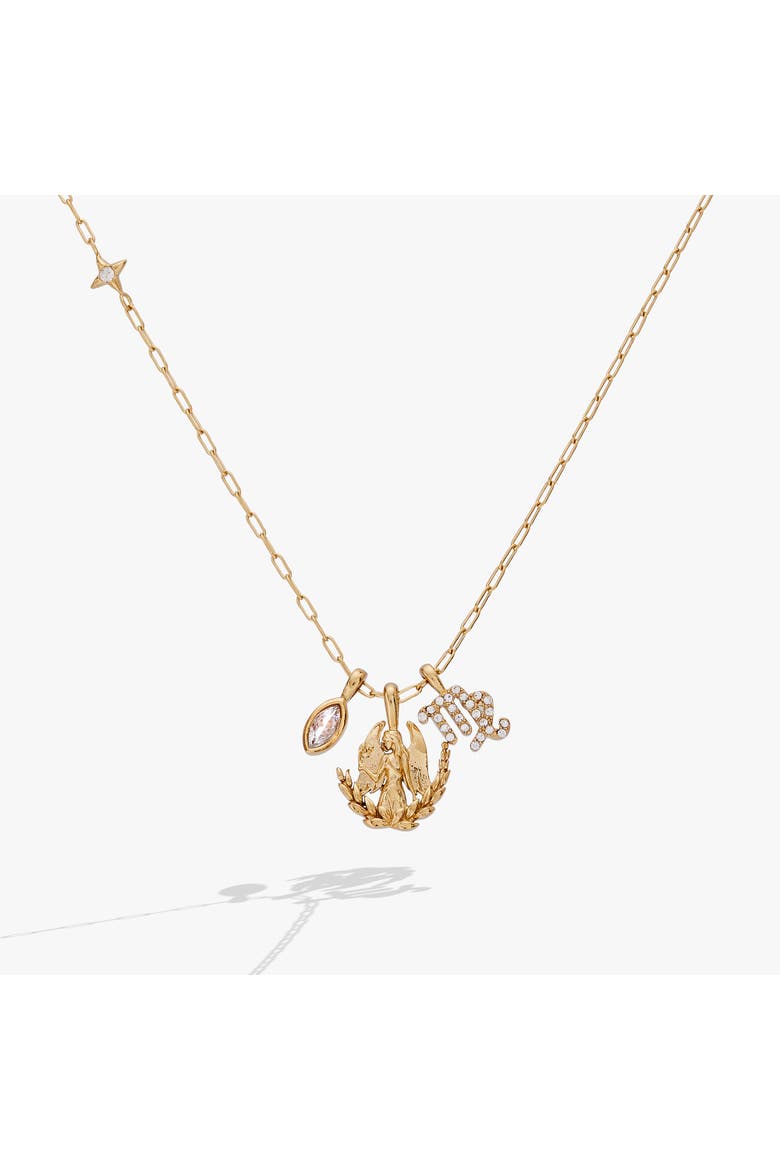 Virgo Zodiac Charm Cluster Necklace, Main, color, Gold