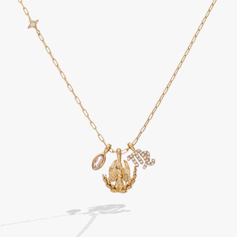 Virgo Zodiac Charm Cluster Necklace