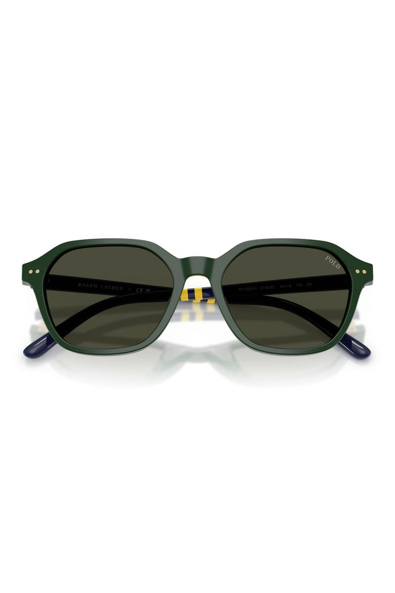 54mm Irregular Sunglasses, Alternate, color, SHINY GREEN / BROWN