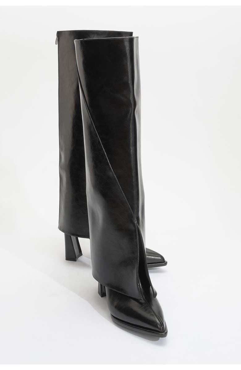 Prologue Shoes Aja Block Heel Convertible Knee High Boot, Main, color, Black Faux Leather