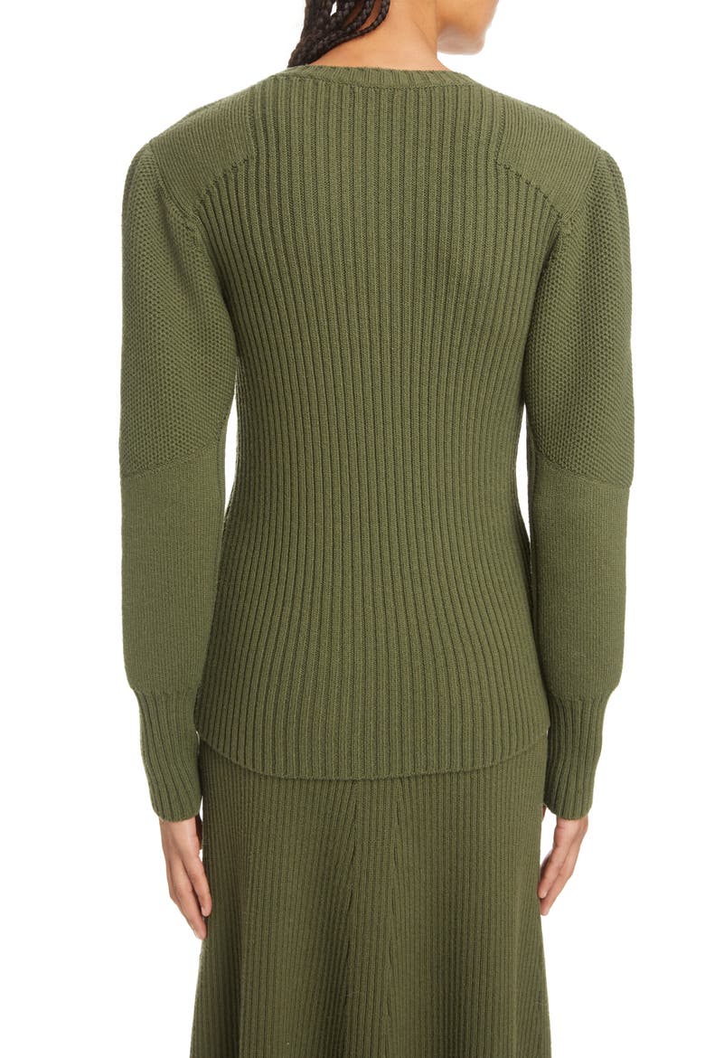 Mixed Stitch Wool Sweater, Alternate, color, 3F5-SMOKY LEAF