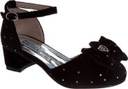 BADGLEY MISCHKA Kids' Velvet Bow Block Heel Pump