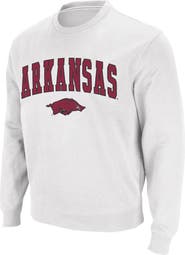 COLOSSEUM Men's Colosseum White Arkansas Razorbacks Arch & Logo Crew Neck Sweatshirt