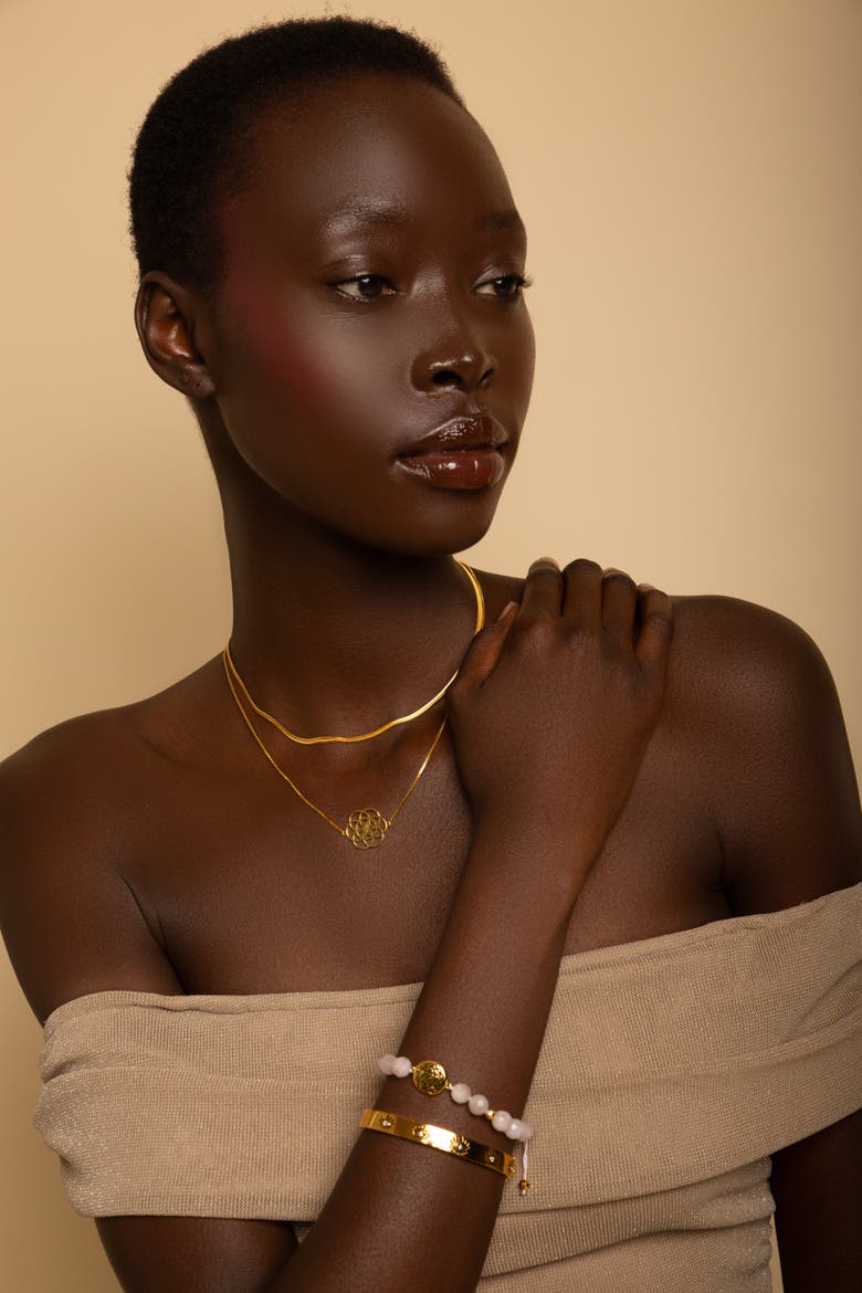 Herringbone Chain Necklace, Alternate, color, Gold