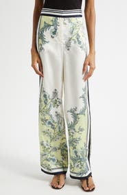 Veronica Beard Grigore High Waist Wide Leg Floral Print Pants