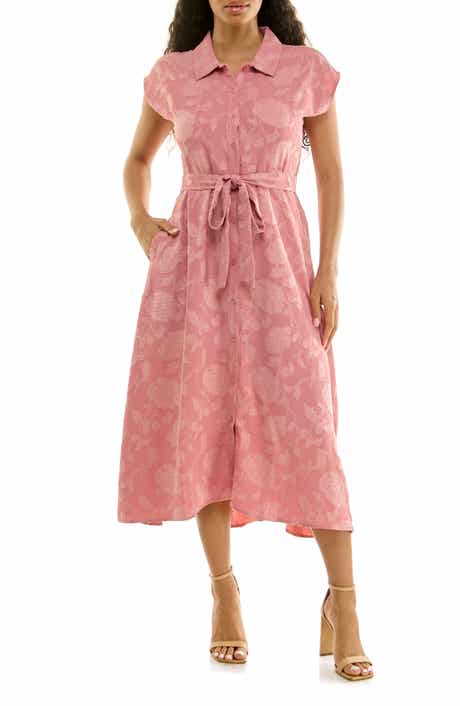 Nina Leonard Floral Cap Sleeve Shirtdress