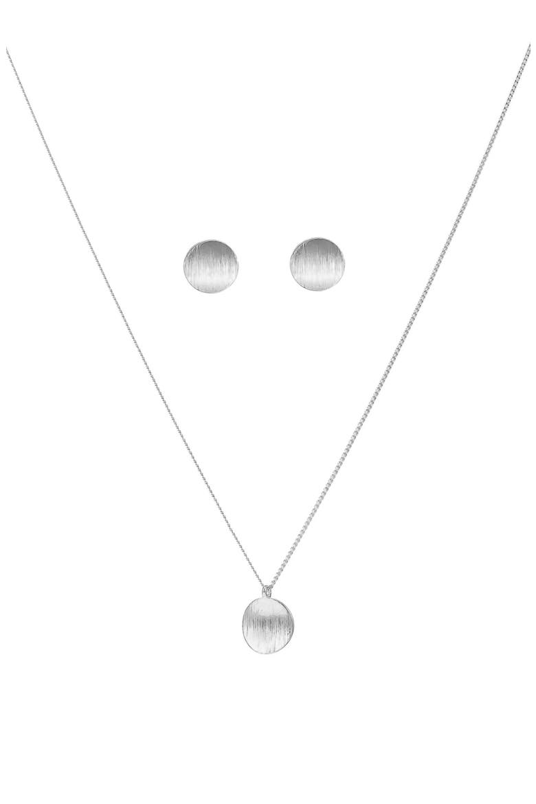 Sterling Silver 18k Gold Plated Madeleine Necklace & Earring Set Dainty, Main, color, Silver