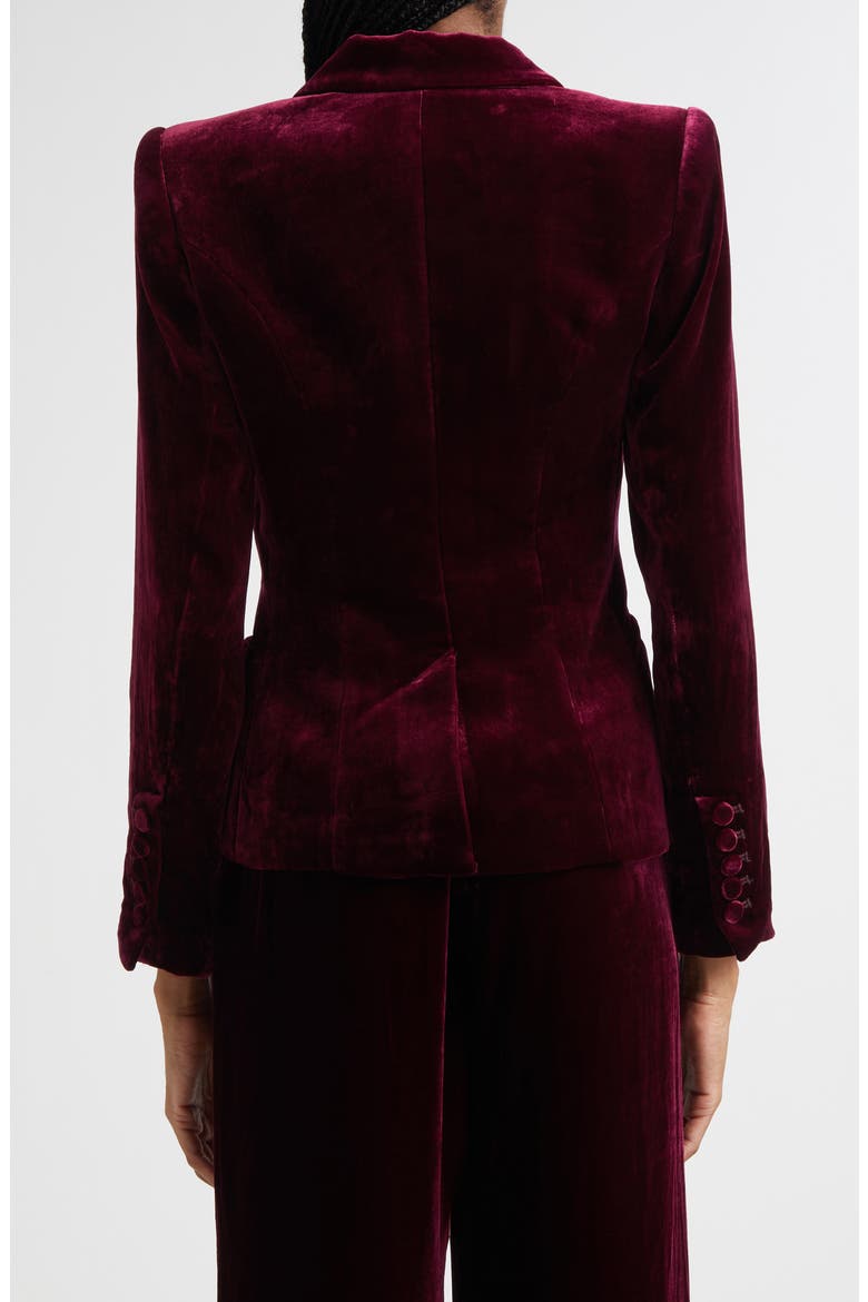 Marie Double Breasted Velvet Blazer, Alternate, color, DARK PORT