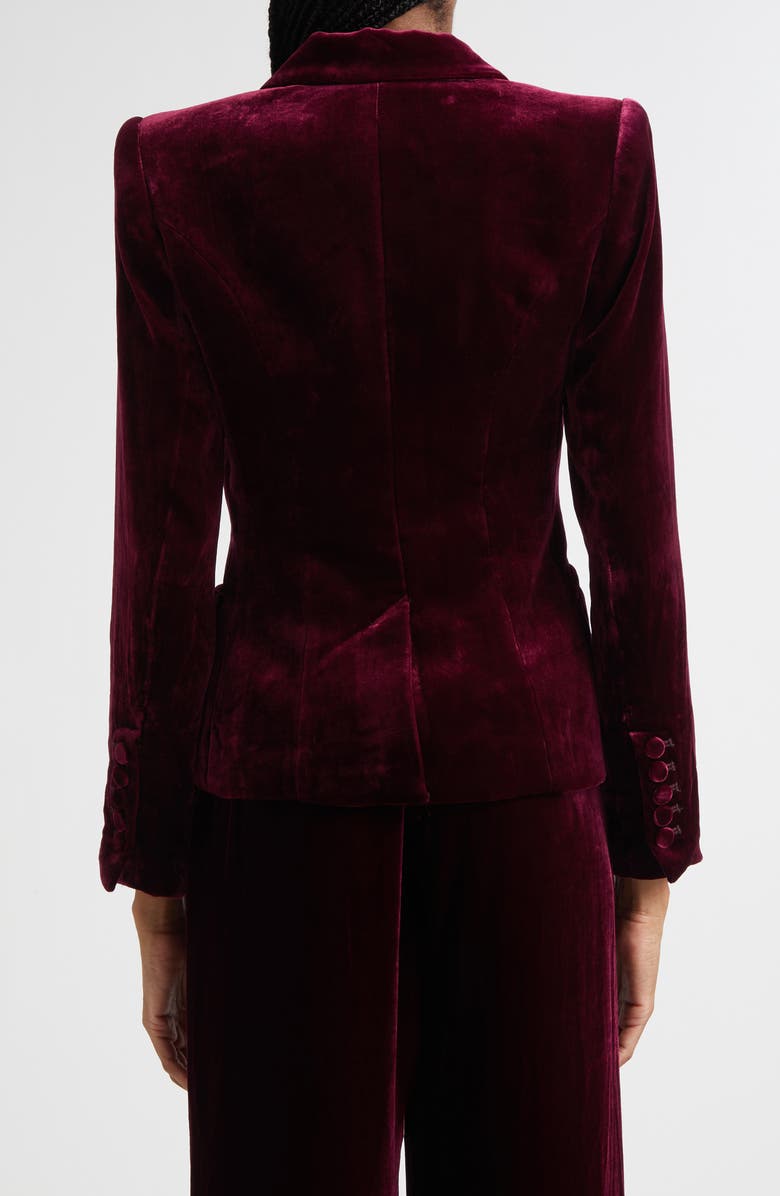 L'AGENCE Marie Double Breasted Velvet Blazer, Alternate, color, Dark Port