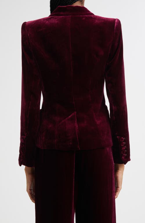 L'agence Marie Double Breasted Velvet Blazer In Burgundy