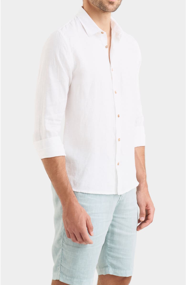 Velez Men Long-Sleeve Linen Shirt Semi-Fitted Silhouette, Alternate, color, White