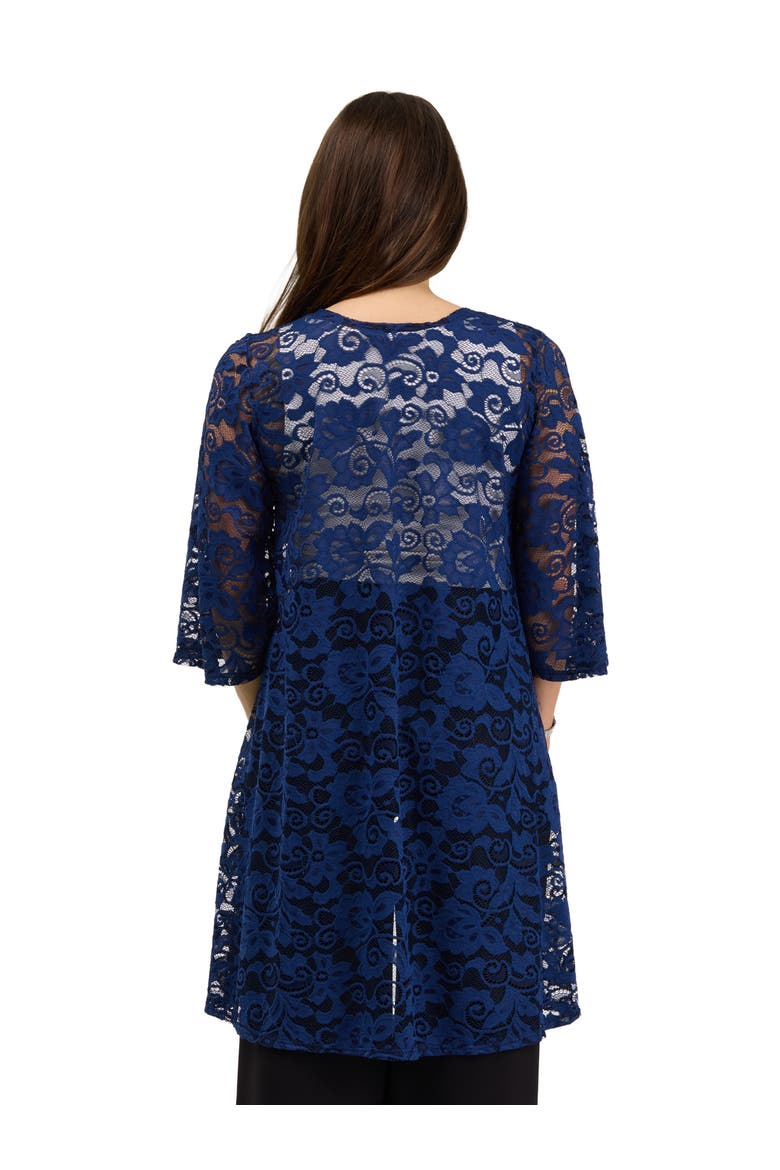 Elevate Womens Lace Open Front Three-quarter Sleeves Jacket, Alternate, color, Navy