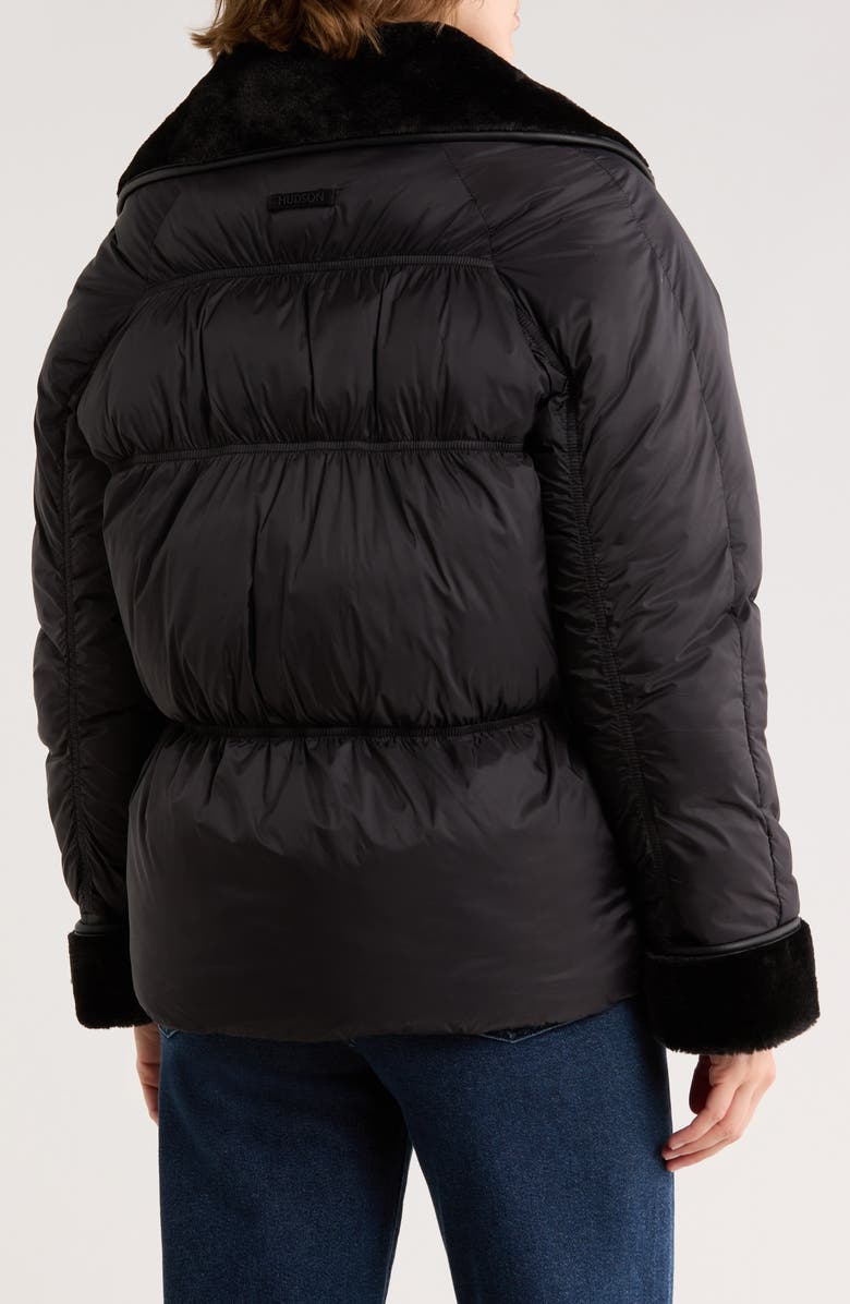 Hudson Jeans Faux Fur Collar Quilted Bomber Jacket, Alternate, color, Black