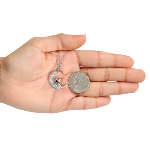 Peanuts Snoopy Moon Cubic Zirconia Necklace, 18'' In Silver