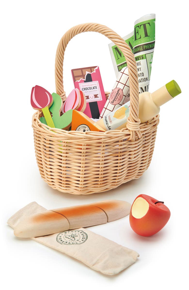 Tender Leaf Toys Wicker Shopping Basket, Main, color, Multi