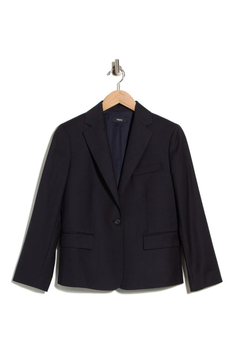 Slim Fit Notch Lapel Virgin Wool Blazer, Alternate, color, NAVY