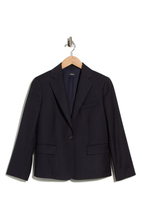 Slim Fit Notch Lapel Virgin Wool Blazer